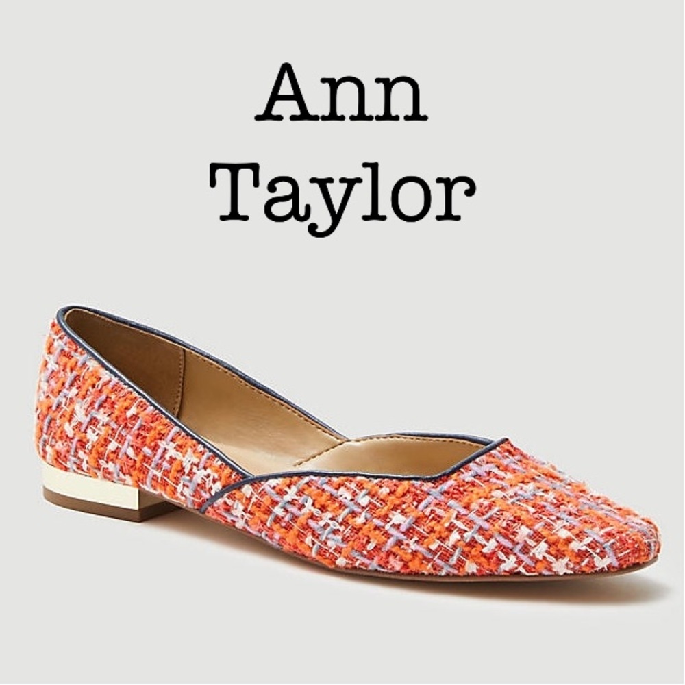 Ann Taylor Vibrant Orange Tweed Flats Size 6